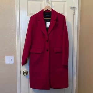 Banana Republic Polyester/Rayon/Spandex Blend Magenta Coat